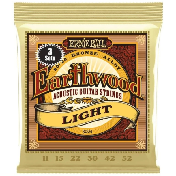 Ernie Ball 3004 Earthwood 80/20 Light, 3-pak